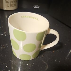 Starbucks White Mug with Green Dots